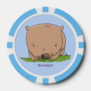 Cute baby wombat cartoon illustratie poker chips