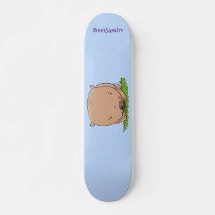 Cute baby wombat cartoon illustratie skateboard
