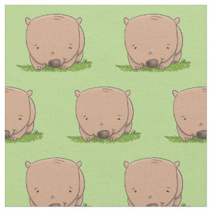 Cute baby wombat cartoon illustratie stof