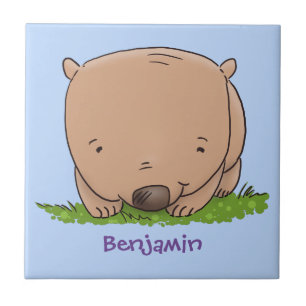 Cute baby wombat cartoon illustratie tegeltje