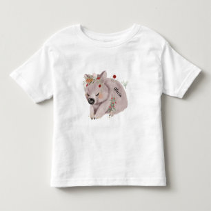 Cute Baby Wombat Gold Speckle Custom Name Kinder Shirts