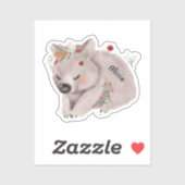 Cute Baby Wombat Gold Speckle Custom Name Sticker (Vel)