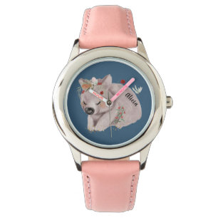 Cute Baby Wombat Gold Spectrum Custom Horloge