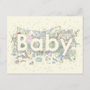 Cute Baby Word Art Pastel Colors Gender Neutral Briefkaart