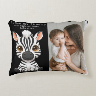 Cute Baby Zebra Kunst, naam kind & Bericht foto Accent Kussen