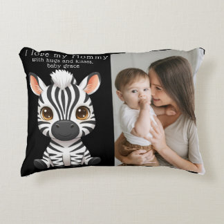 Cute Baby Zebra Kunst, naam kind & Bericht foto Accent Kussen
