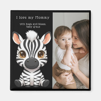 Cute Baby Zebra Kunst, naam kind & Bericht foto Magneet