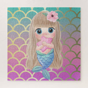 Cute Baby Zeemeermin Ombre Zeemeermin Teil Schubbe Legpuzzel