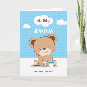 Cute Babybeer Babyshowerkaart voor jongen Kaart