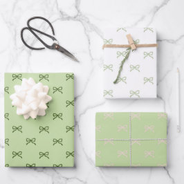 Cute babymeisje feest chic groen lint patroon inpakpapier vel