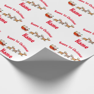 Cute Babys 1e Kerstmis Persoonlijke Kerstman Cadeaupapier