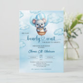 Cute babys beer met hete luchtballon Baby Shower Kaart (Staand voorkant)
