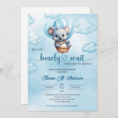 Cute babys beer met hete luchtballon Baby Shower Kaart (Voorkant / Achterkant)