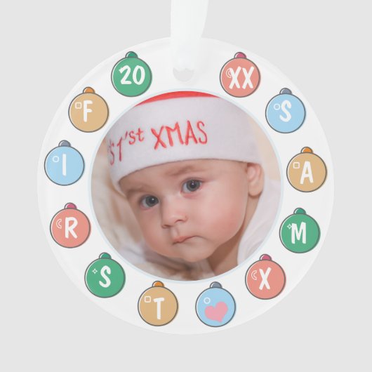 Cute Baby's eerste kerstfoto Ornament (voorkant)