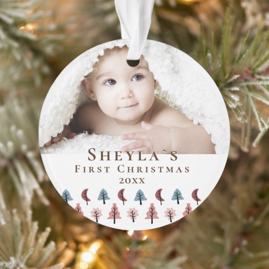 Cute Baby's eerste kerstfoto Ornament (Boom)