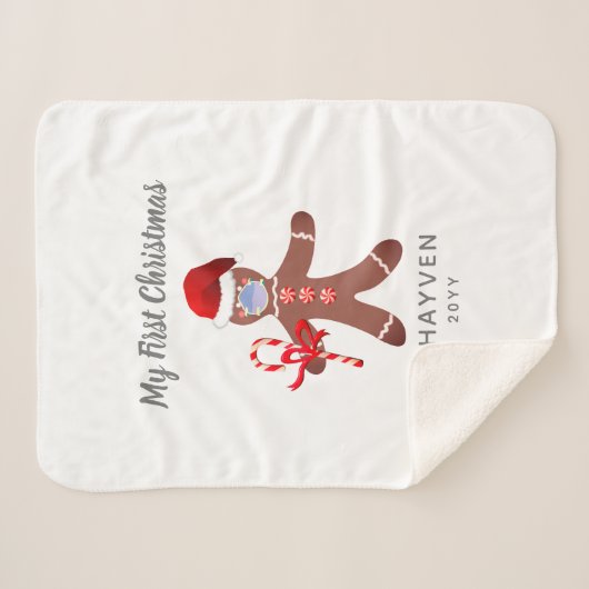 Cute Babys Eerste Kerstontbijt Monogram Sherpa Deken (Voorkant (horizontaal))