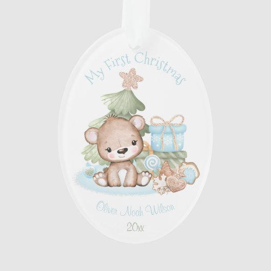Cute Baby's eerste oval kerstornament acryl Ornament (achterkant)