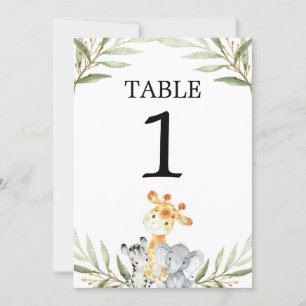Cute babysafari-dieren 13x18 cm tafel nummers kaart