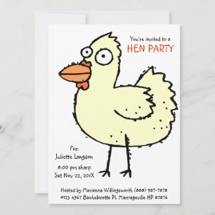 Cute Bachelorette Party White Hen Cartoon Kaart