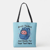 Cute Back-to-School Customizable “Brain Ready" Draagtas (Achterkant)