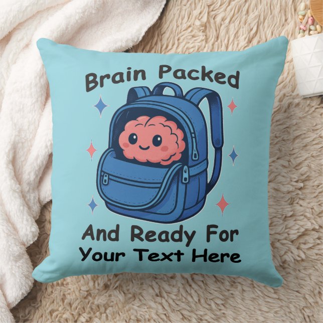 Cute Back-to-School Customizable “Brain Ready" Kussen (Deken)
