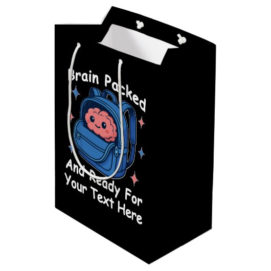 Cute Back-to-School Customizable “Brain Ready" Medium Cadeauzakje (Achterkant Gekanteld)