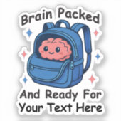 Cute Back-to-School Customizable “Brain Ready" Sticker (Voorkant)