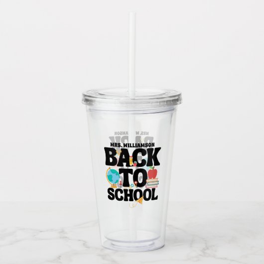 Cute Back To School Teacher Acryl Drinkbeker (Voorkant)