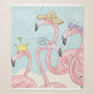 Cute background met flamingos. Zomerachtergrond Sherpa Deken