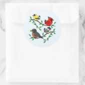 Cute Backyard Birds Ronde Sticker (Tas)
