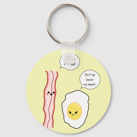 Cute Bacon en Egg Cartoon Sleutelhanger (Voorkant)