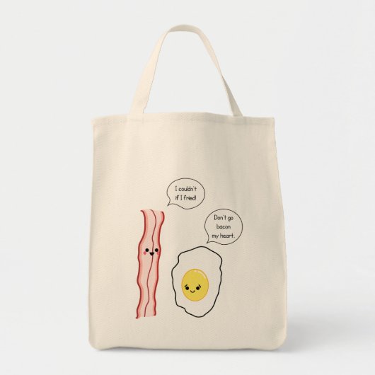 Cute Bacon en Egg Cartoon Tote Bag (Voorkant)
