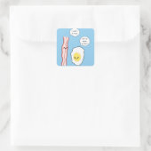Cute Bacon en Egg Cartoon Vierkante Sticker (Tas)