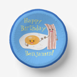 Cute bacon en eicel cartoon illustratie papieren kommen