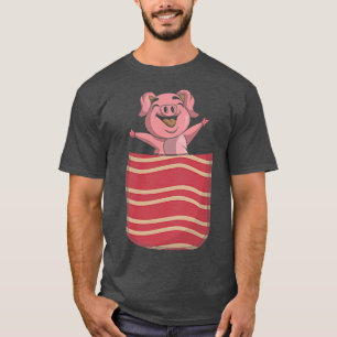 Cute Bacon Lover Funny Pig Pocket Bacon 631 T-shirt