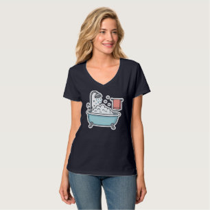 Cute badkuip sticker met bubbels en handdoek t-shirt