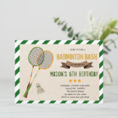 Cute badminton party Invitation Kaart (Staand voorkant)