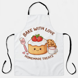Cute "Bake With Love" Illustration Schort