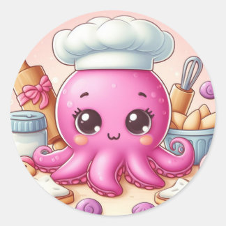 Cute bakende octopus cirkel sticker