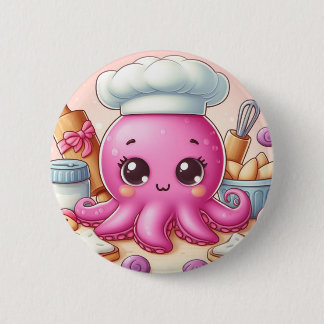 Cute bakende octopus knop ronde button 5,7 cm