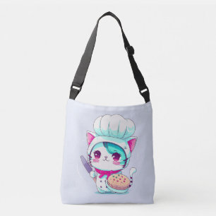 Cute Baker Pastry Chef Cat met Cake en Knife   Crossbody Tas