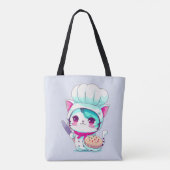 Cute Baker Pastry Chef Cat met Cake en Knife | Draagtas (Achterkant)
