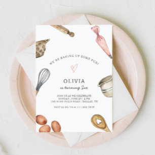 Cute bakfeestje meisje verjaardagsuitnodiging kaart