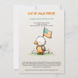 Cute Bald Eagle 4 juillet Fête Invitation