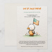Cute Bald Eagle 4th of July Party Invitation  Kaart (Voorkant / Achterkant)