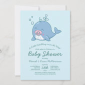 Cute baleine Baby shower Kawaii Invitation fille r (Devant)