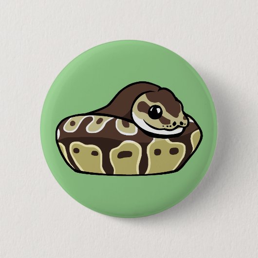 Cute Ball Python Pet Snake Drawing Badge Button (Voorkant)