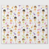 Cute Ballerina Dancers Wrapping Paper Cadeaupapier (Vlak)