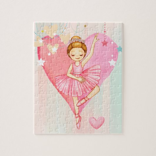 Cute Ballerina Étoiles et Coeurs Puzzle (Vertical)
