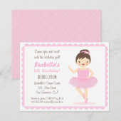 Cute Ballerina Fille Anniversaire Invitations (Devant / Derrière)